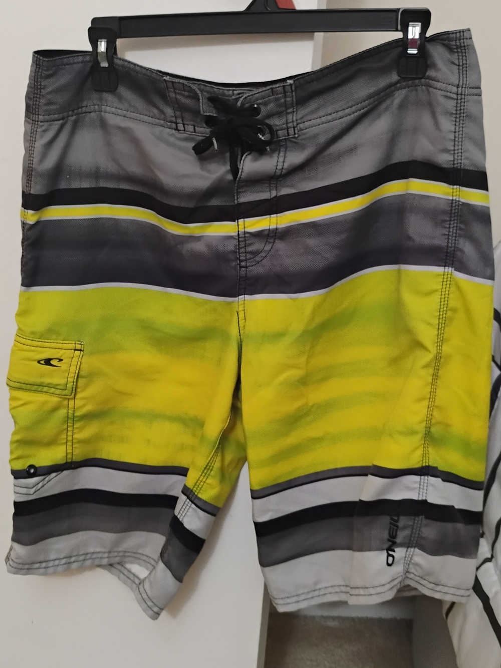 O'Neill Yellow and Gray Striped Men's Board Shorts